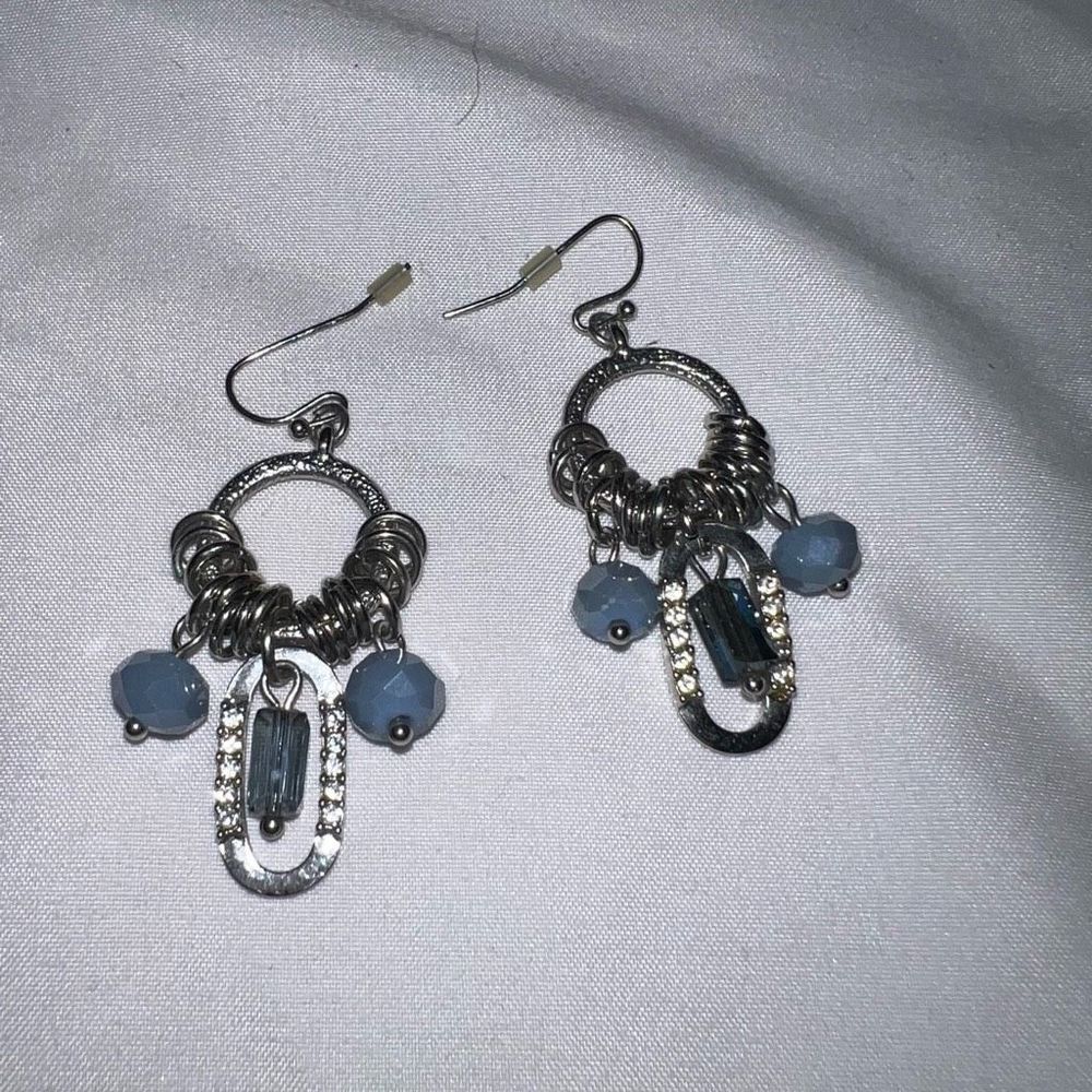Boho Blue and Silver‎ Dangle Earrings